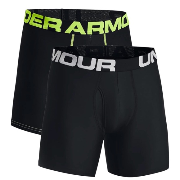 UNDER ARMOUR UA Tech BoxerJock 2-Pk 6" Inch Mens Size 5XL Black Neon Lime NWT - Picture 3 of 9